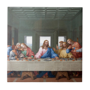 Den sist kvällsmålet av Leonardo Da Vinci Kakelplatta