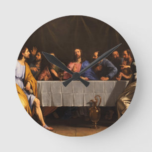Den sist kvällsmålet av Philippe de Champaigne Rund Klocka