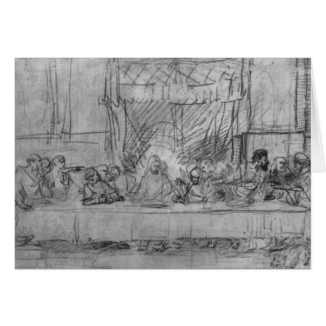 Den sist kvällsmålet, efter fresco vid Leonardo da Hälsningskort (Framsidan Horizontal)