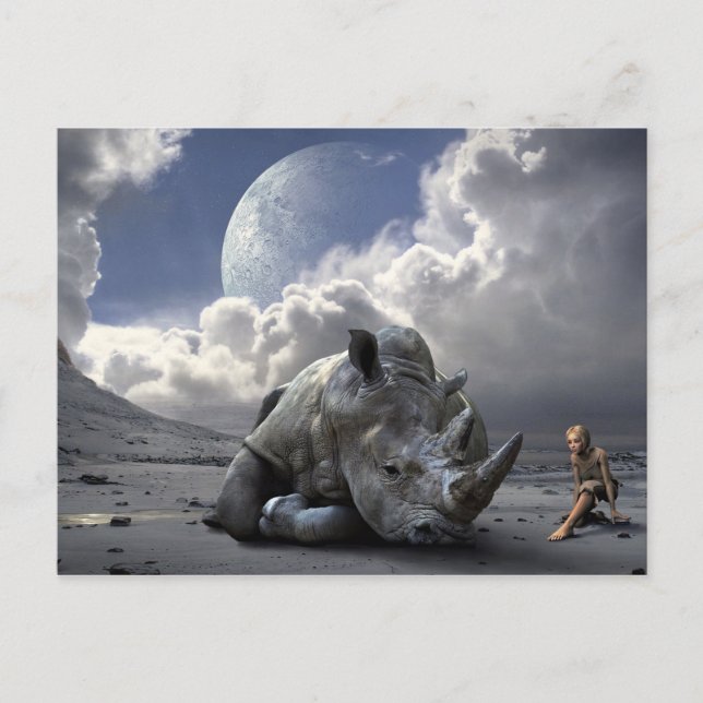 Den Sista Av Den Nordliga Vita Noshörningen Vykort (Framsida)