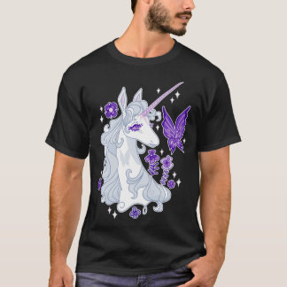 Den Sista Enhörningens Porträtt Fjärilslisper T Shirt