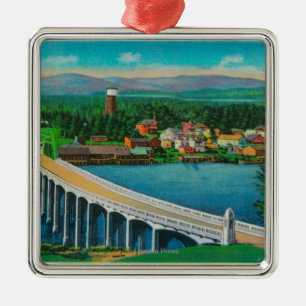 Den Siuslaw floden överbryggar i Florence, Oregon Julgransprydnad Metall