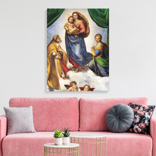 Den Sixtinska Madonnan | Rafael | Canvastryck (Insitu (Vardagsrum))