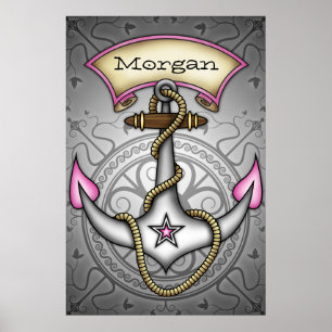 Den sjömanJerry tatueringen ankrar chic Grunge Poster