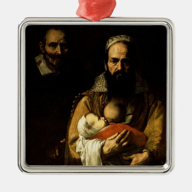 Den skäggiga kvinnan som Breastfeeding, 1631 Julgransprydnad Metall (Framsidan)