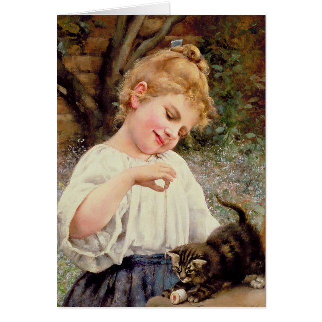 Den skämtsamma kattungen hälsningskort (Framsidan)