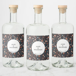 Den skandinaviska Blommigtens Mörk Boho Modern Spritflaskor Etikett