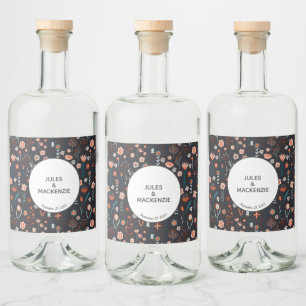 Den skandinaviska Blommigtens Mörk Boho Modern Spritflaskor Etikett
