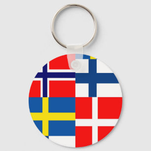 Den skandinaviska Flaggor-kvartetten Nyckelring
