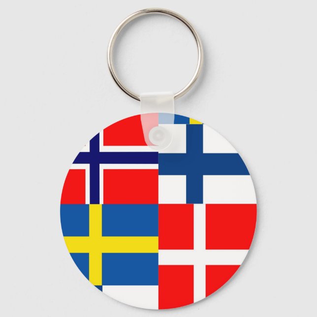 Den skandinaviska Flaggor-kvartetten Nyckelring (Framsida)