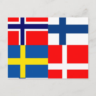 Den skandinaviska Flaggor-kvartetten Vykort