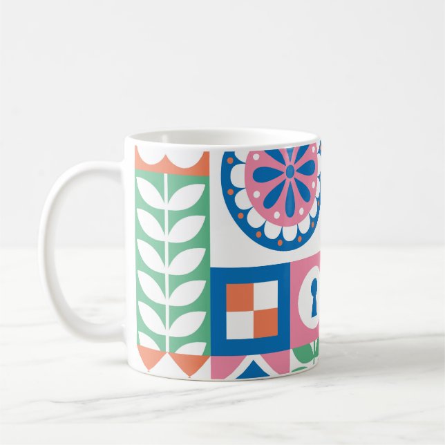 Den skandinaviska folkBlommigten Abstrakt Mönster Kaffemugg (Vänster)