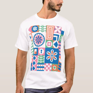 Den skandinaviska folkBlommigten Abstrakt Mönster T Shirt
