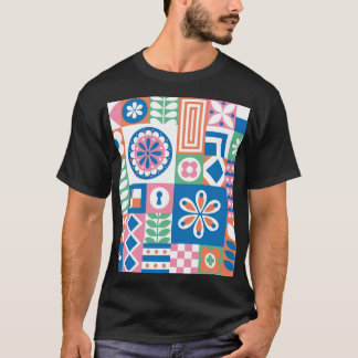 Den skandinaviska folkBlommigten Abstrakt Mönster T Shirt