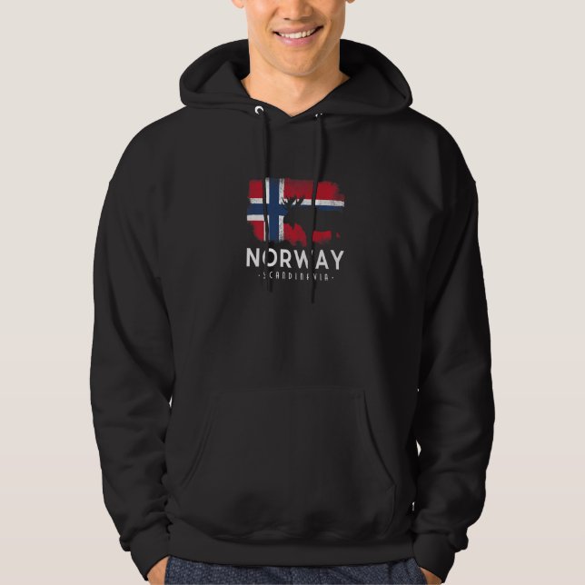 Den skandinaviska Norgen Flagga Noreg Norge Skandi Hoodie (Framsida)