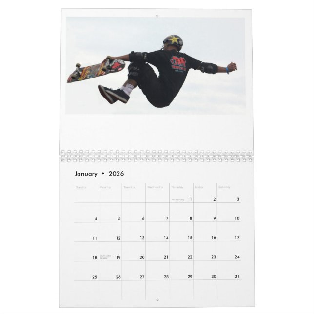 Den SkateBoarding kalendern, tar copyrightt på Kalender (Jan 2026)