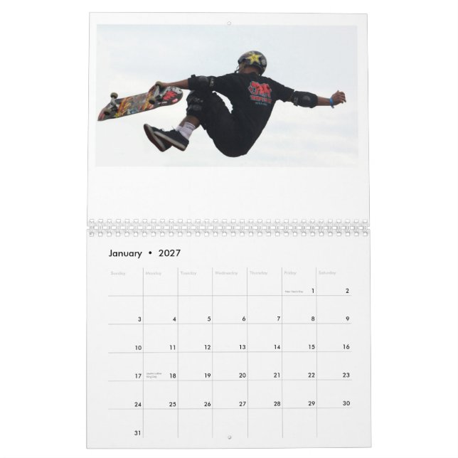 Den SkateBoarding kalendern, tar copyrightt på Kalender (Jan 2027)