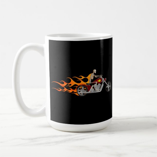 Den skelett- biker & flammar: Kaffemugg (Vänster)