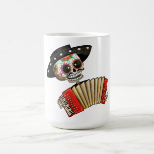 Den skelett- El-mariachien för day of the dead Kaffemugg