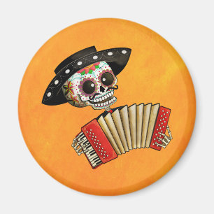 Den skelett- El-mariachien för day of the dead Magnet