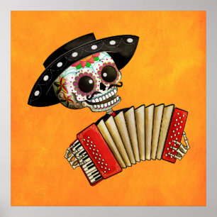 Den skelett- El-mariachien för day of the dead Poster