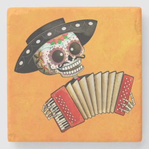 Den skelett- El-mariachien för day of the dead Stenunderlägg