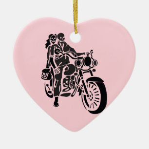 Den skelett- motorcykeln kopplar ihop julgransprydnad keramik