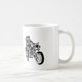 Den skelett- motorcykeln kopplar ihop kaffemugg