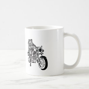 Den skelett- motorcykeln kopplar ihop kaffemugg
