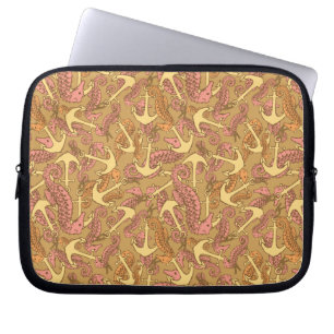 Den Sketchy seahorsen och ankrar mönster Laptop Sleeve