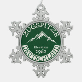 Den skidåkningZugspitze Tysklandet skidar Snöflinga Pewter Julgransprydnad