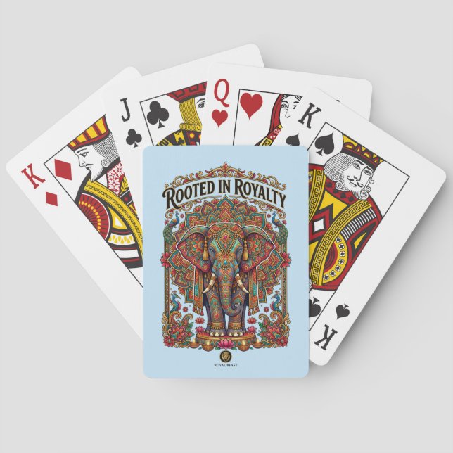 Den sköna jätten: Konstnärlig elefantdesign Casinokort (Baksidan)