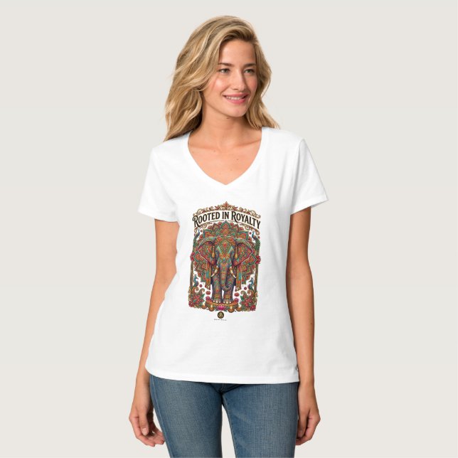 Den sköna jätten: Konstnärlig elefantdesign T Shirt (Hel framsida)