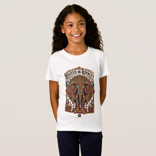 Den sköna jätten: Konstnärlig elefantdesign T Shirt (Hel framsida)