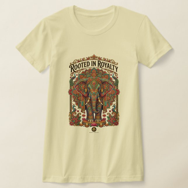 Den sköna jätten: Konstnärlig elefantdesign T Shirt (Laydown)