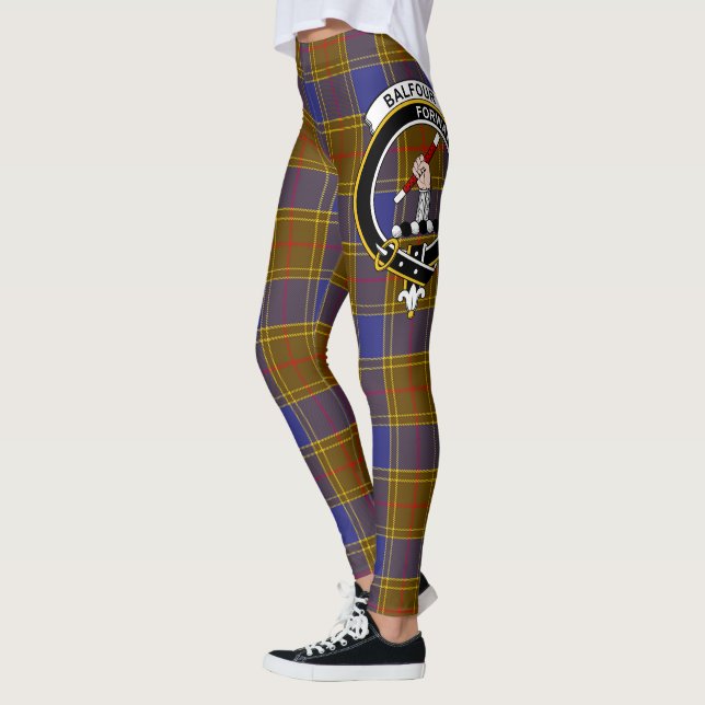 Den skotska Klan Balfour Modern Vapensköld Tartan  Leggings (Vänster)
