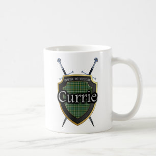 Den skotska klanCurrie tartanen skyddar & svärd Kaffemugg