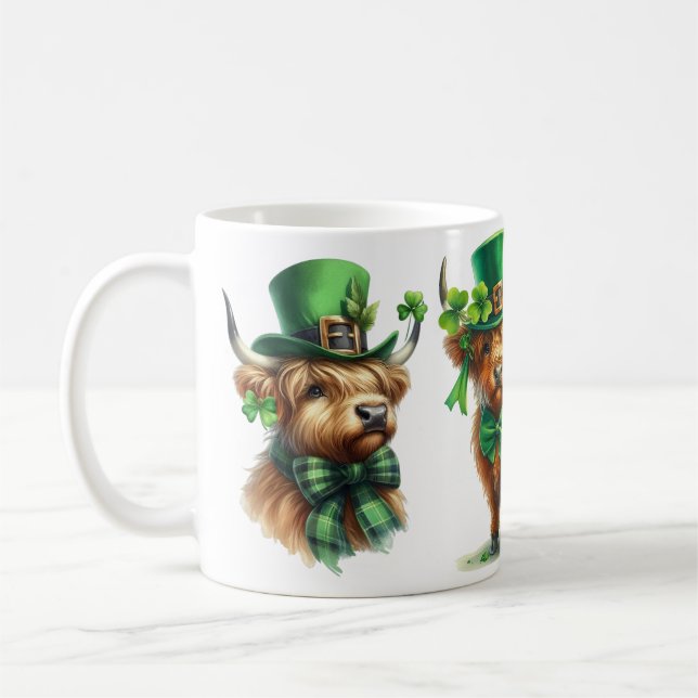 Den skotska kon St. Patrick's Day-gåva Kaffemugg (Vänster)
