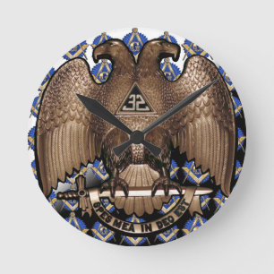 Den skotska riten kvadrerar & omringar svart vit rund klocka