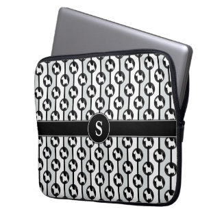 Den skotska Terrierhunden Monogrammed Polkadot Laptop Fodral