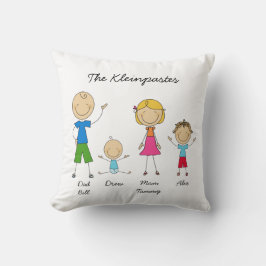 Den skräddarsy stick figurfamiljen MOJO kudder Kudde