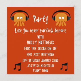 Den skraj orange maneten DJ festar Inbjudningar