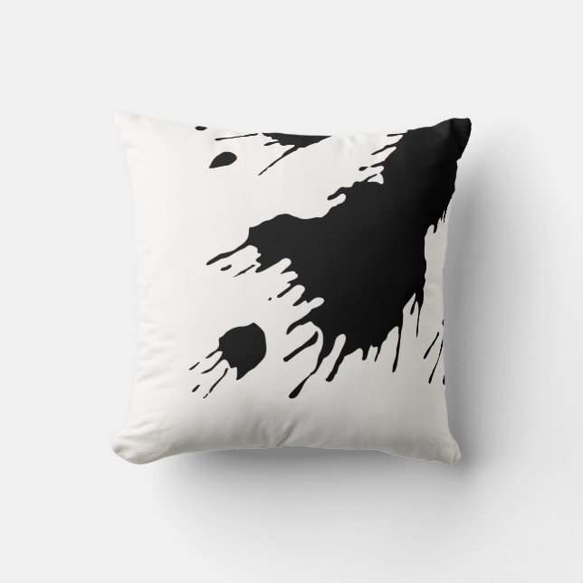 Den skraj Retro svarten målar Splatterbläckfläck Kudde (Framsida)