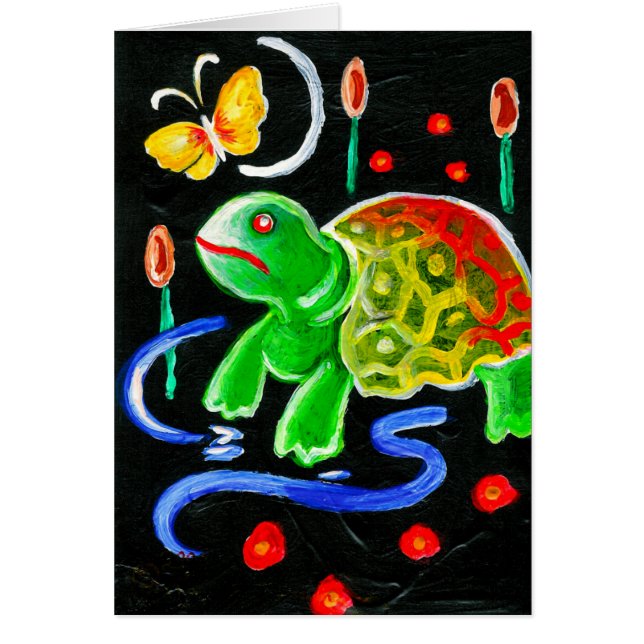 Den skraj sköldpaddan hälsningskort (Framsidan)