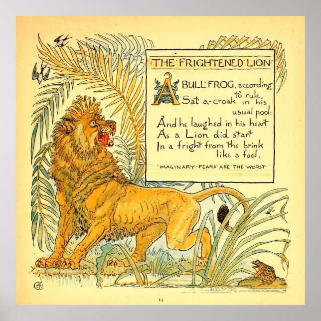 Den skrämda Lejona Walter Crane-domänen, Poster (Framsidan)