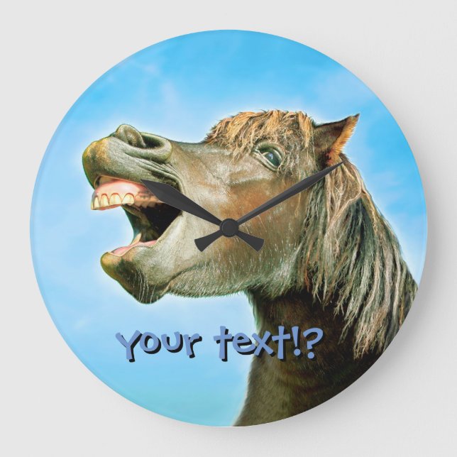 Den skrattande hästen stor klocka (Framsida)