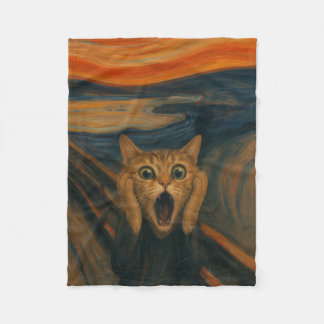 Den skrikande kattparodin Klassisk konst Roligt Fleecefilt