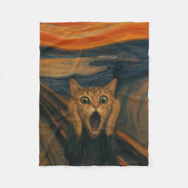 Den skrikande kattparodin Klassisk konst Roligt Fleecefilt (Framsidan)