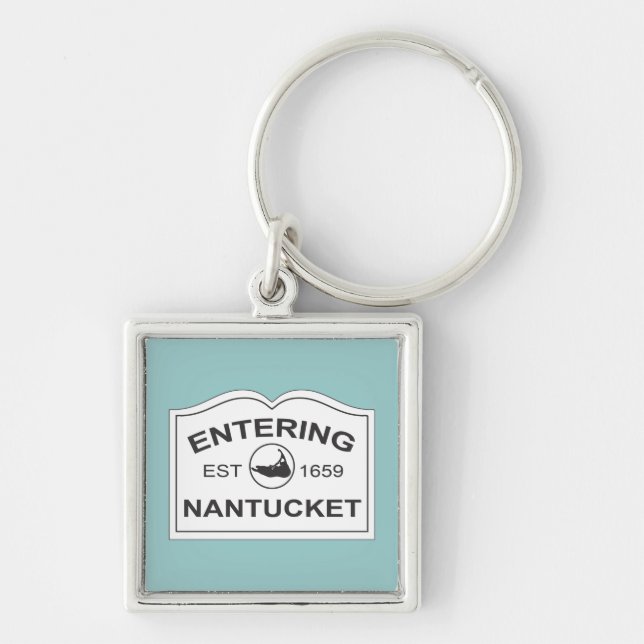 Den skrivande in Nantucket minnessaken Fyrkantig Silverfärgad Nyckelring (Framsidan)
