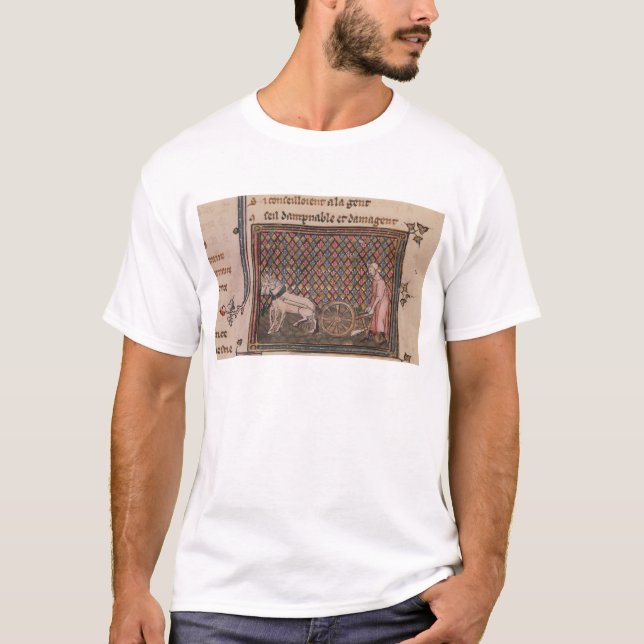 Den skyldiga manen att fungera för ett uppehälle tee shirt (Framsida)